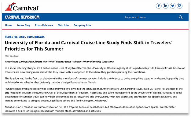 Carnival newsroom article